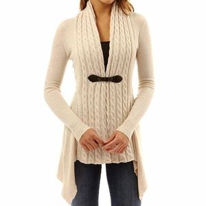 New - Knit Collarless Cropped Cardigan With Buckle